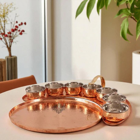 Pure Copper Maharaja Style Full Moon Tray Plate