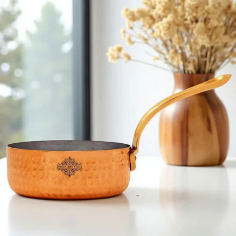 Handcrafted Pure Copper Round Pan with Tin Lining