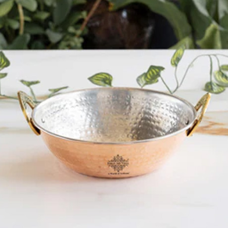 Pure Copper Kadai With Tin Lining